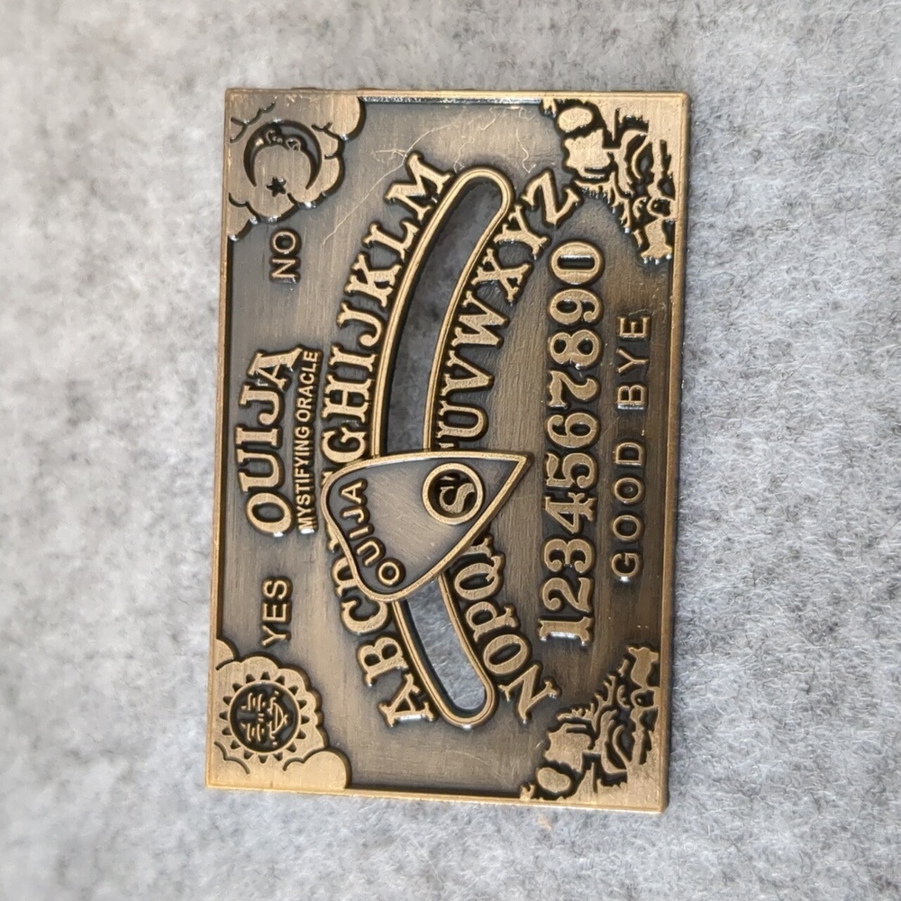 Ouija Board Pin with Moving Planchet - Halloween Brooch